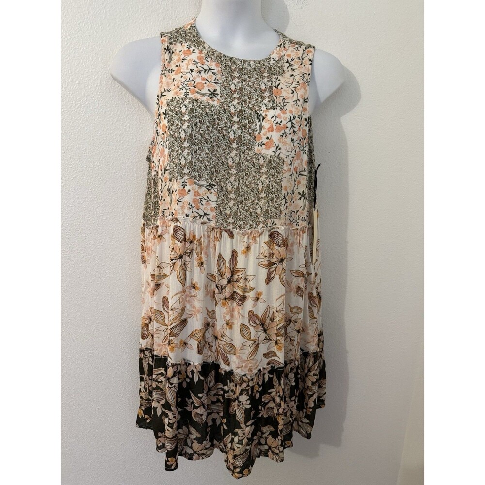 Penelope Rose Dress Floral Sleeveless Midi Patchwork Size XL Boho Tiered New